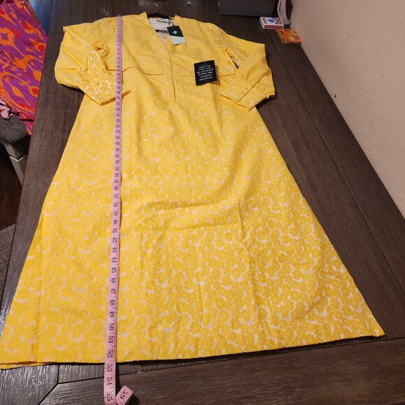Tuckernuck Yellow Daisy Jacquard Aurelia Dress NWT XL - Picture 2 of 15